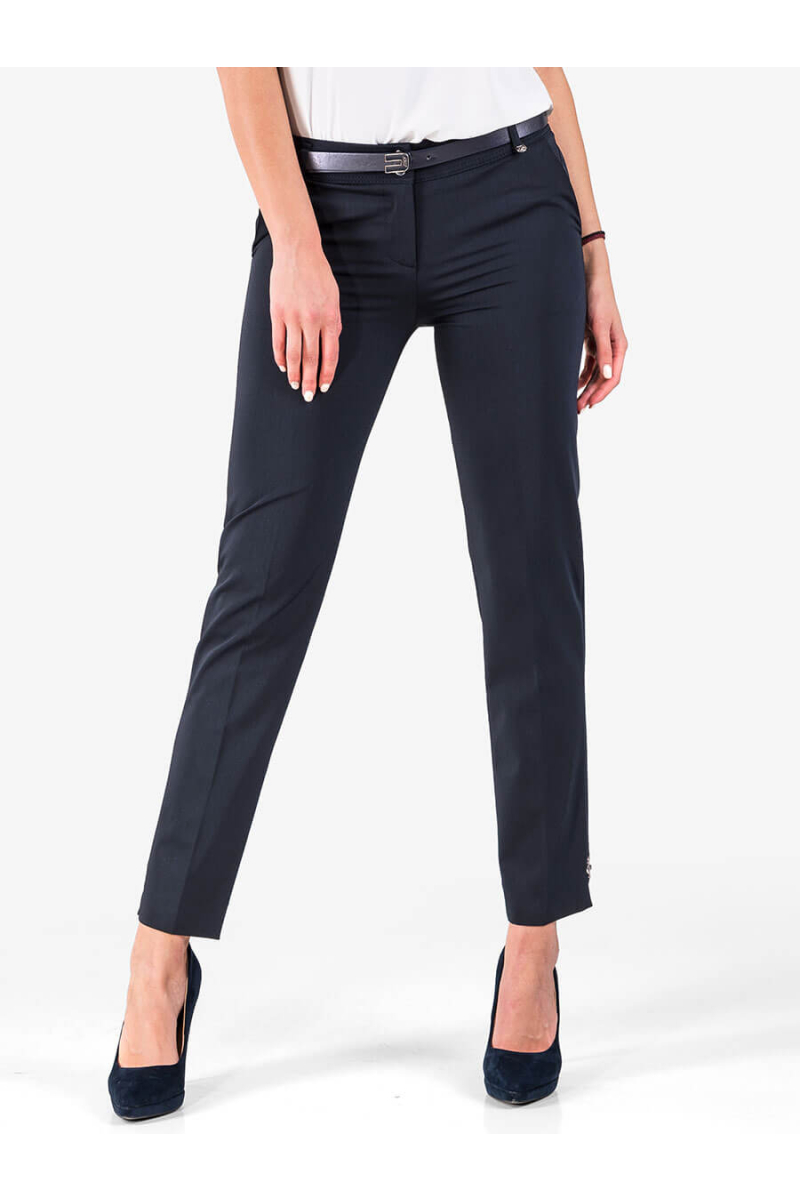 Класически дамски панталон с колан - тъмносин 1194 INDIGO Fashion