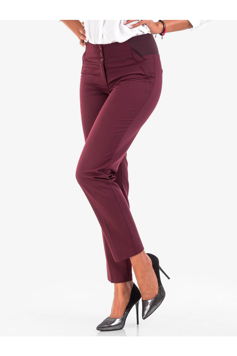 Дамски елегантен панталон - бордо - големи размери B301N INDOGO Fashion
