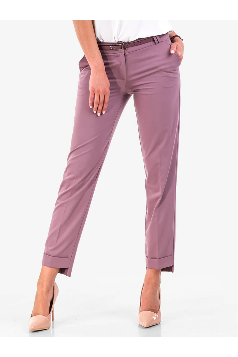 Дамски лилав елегантен панталон с колан 818 INDIGO Fashion