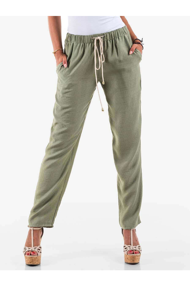 Дамски панталон с ластик - резеда 1943 INDIGO Fashion