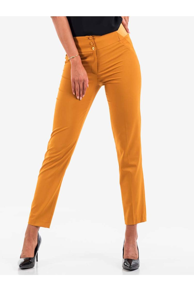 Дамски панталон в големи размери - цвят горчица B301N INDIGO Fashion