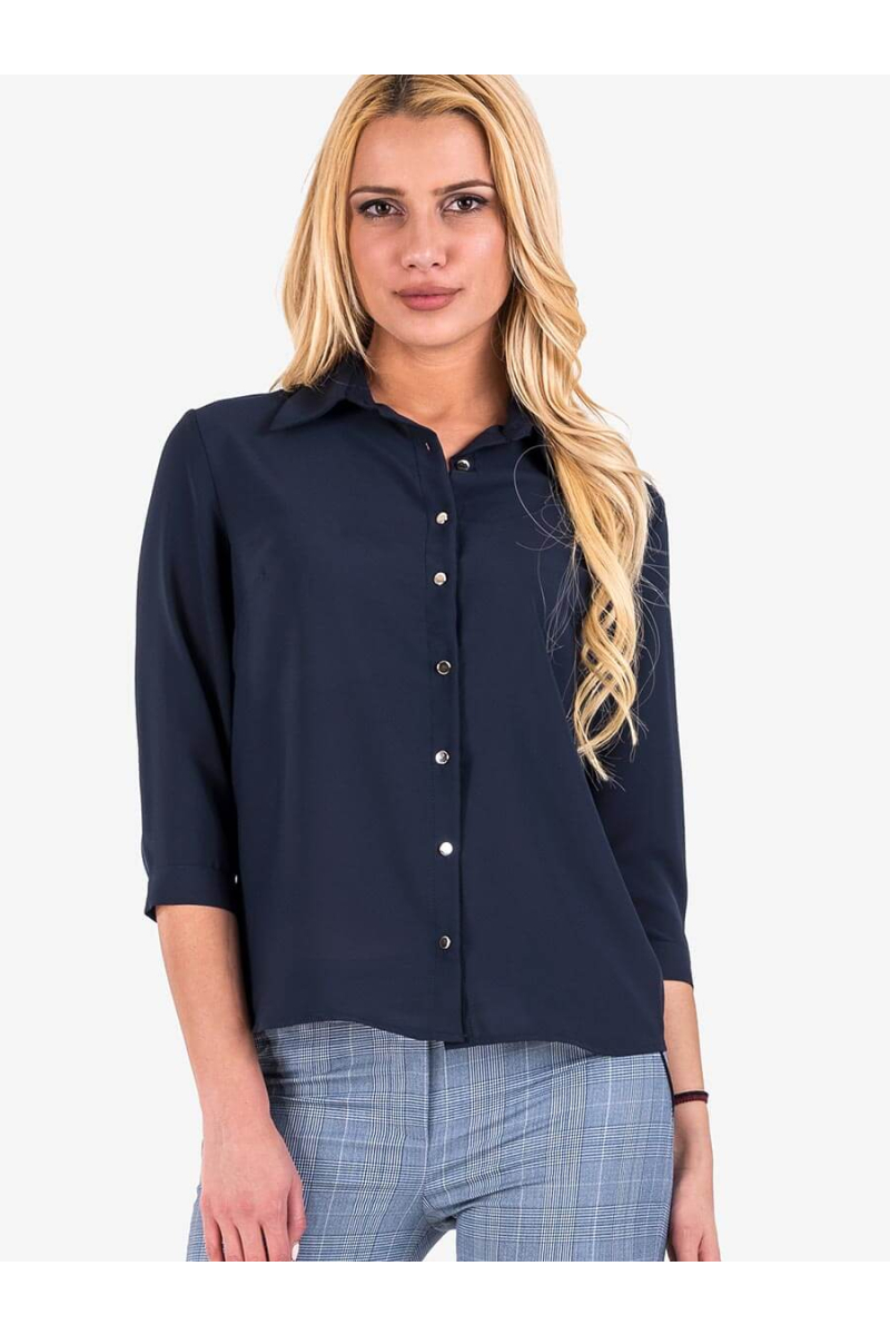 Дамска елегантна риза - тъмносиня 500 INDIGO Fashion