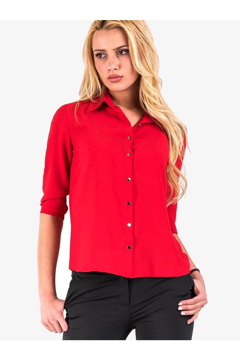 Дамска елегантна риза - червена 500 INDIGO Fashion