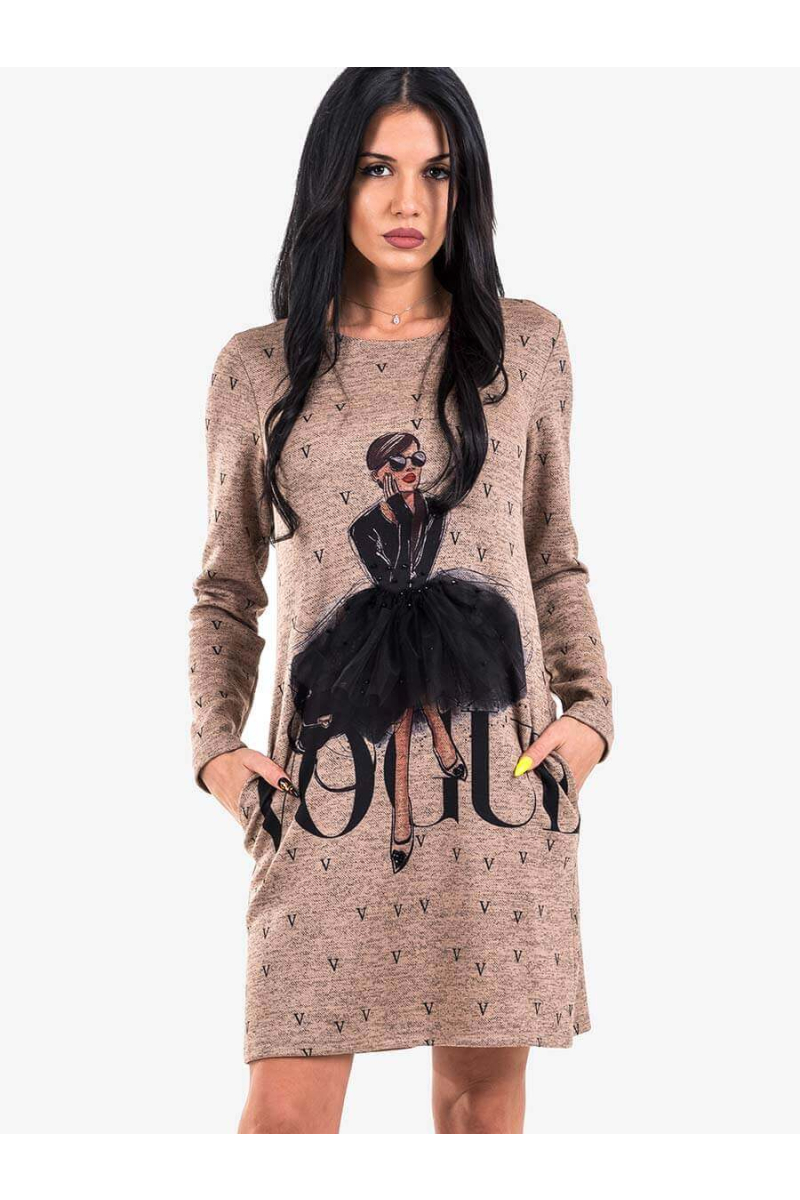 Бежова рокля 98262 INDIGO Fashion