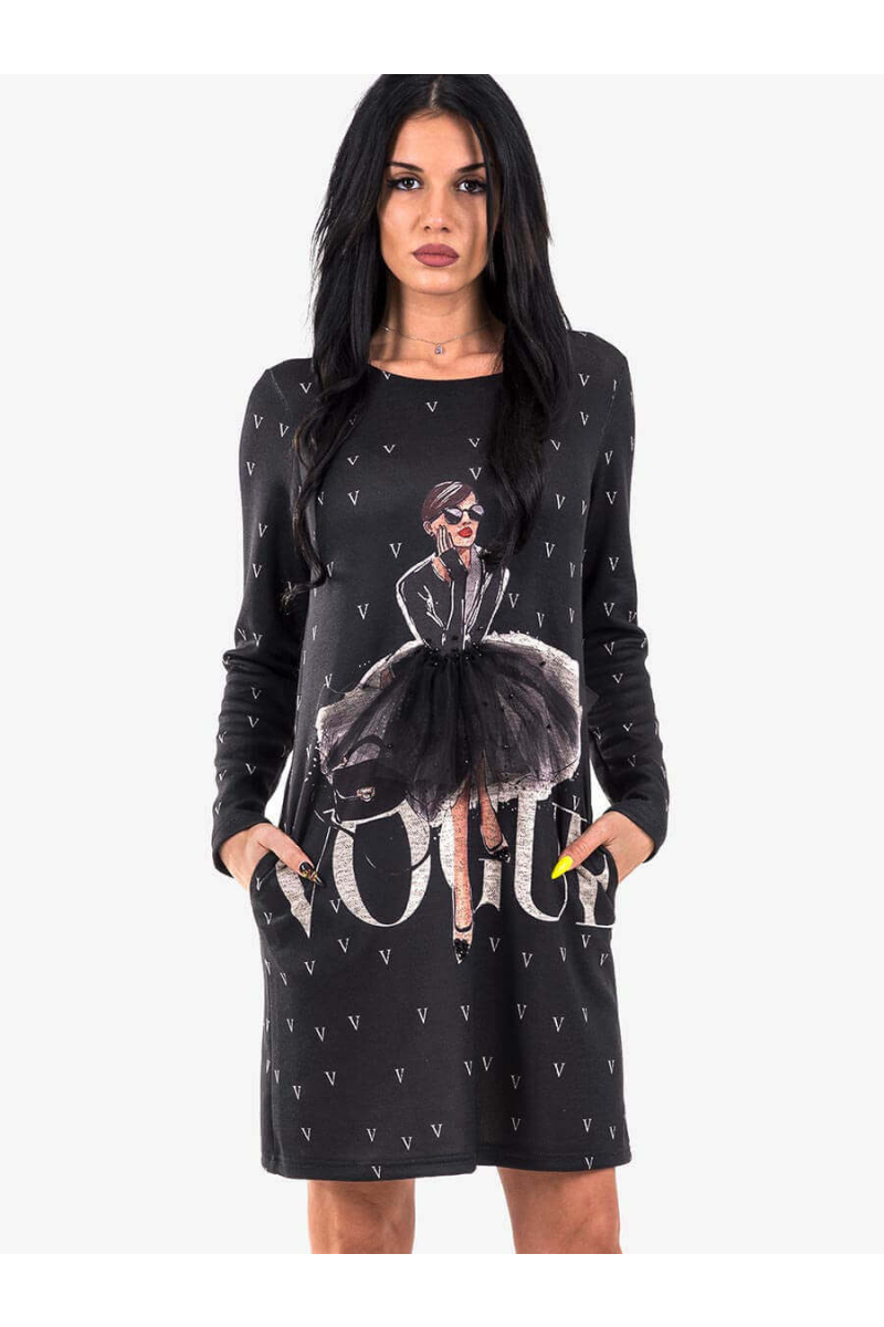 Черна рокля 98262 INDIGO Fashion