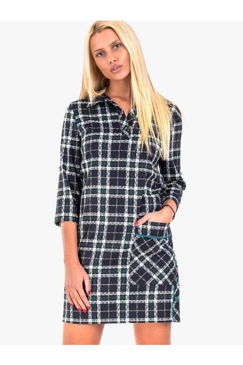 Карирана рокля 20250 INDIGO Fashion