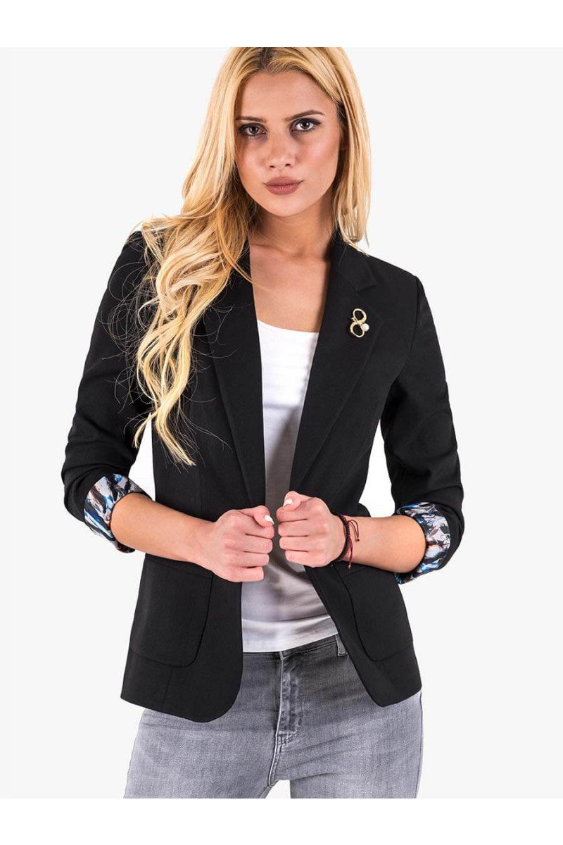 Дамско памучно черно сако 7029 INDIGO Fashion