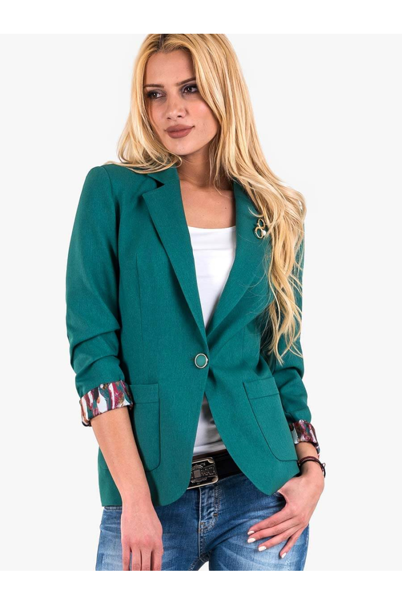 Дамско памучно зелено сако 7029 INDIGO Fashion