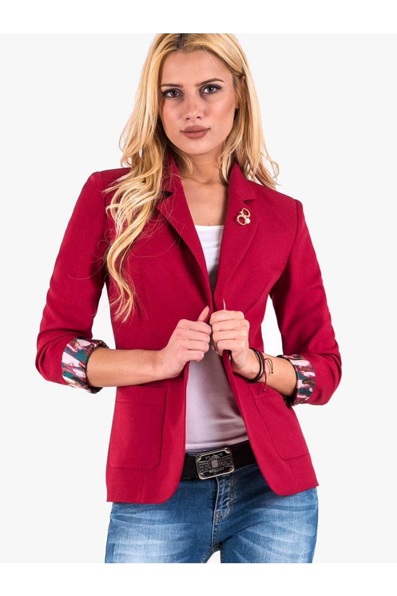 Дамско памучно тъмно розово сако 7029 INDIGO Fashion