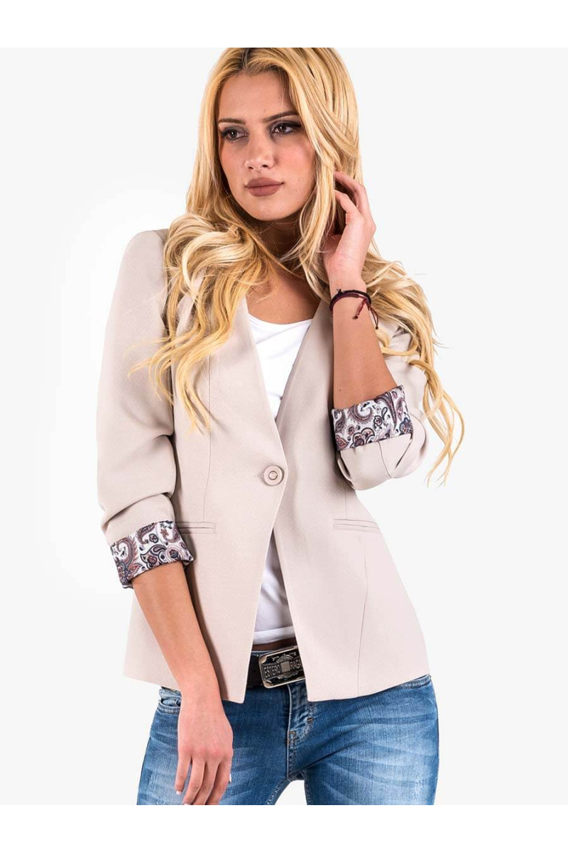 Дамско елегантно сако - светло бежово 7040 INDIGO Fashion