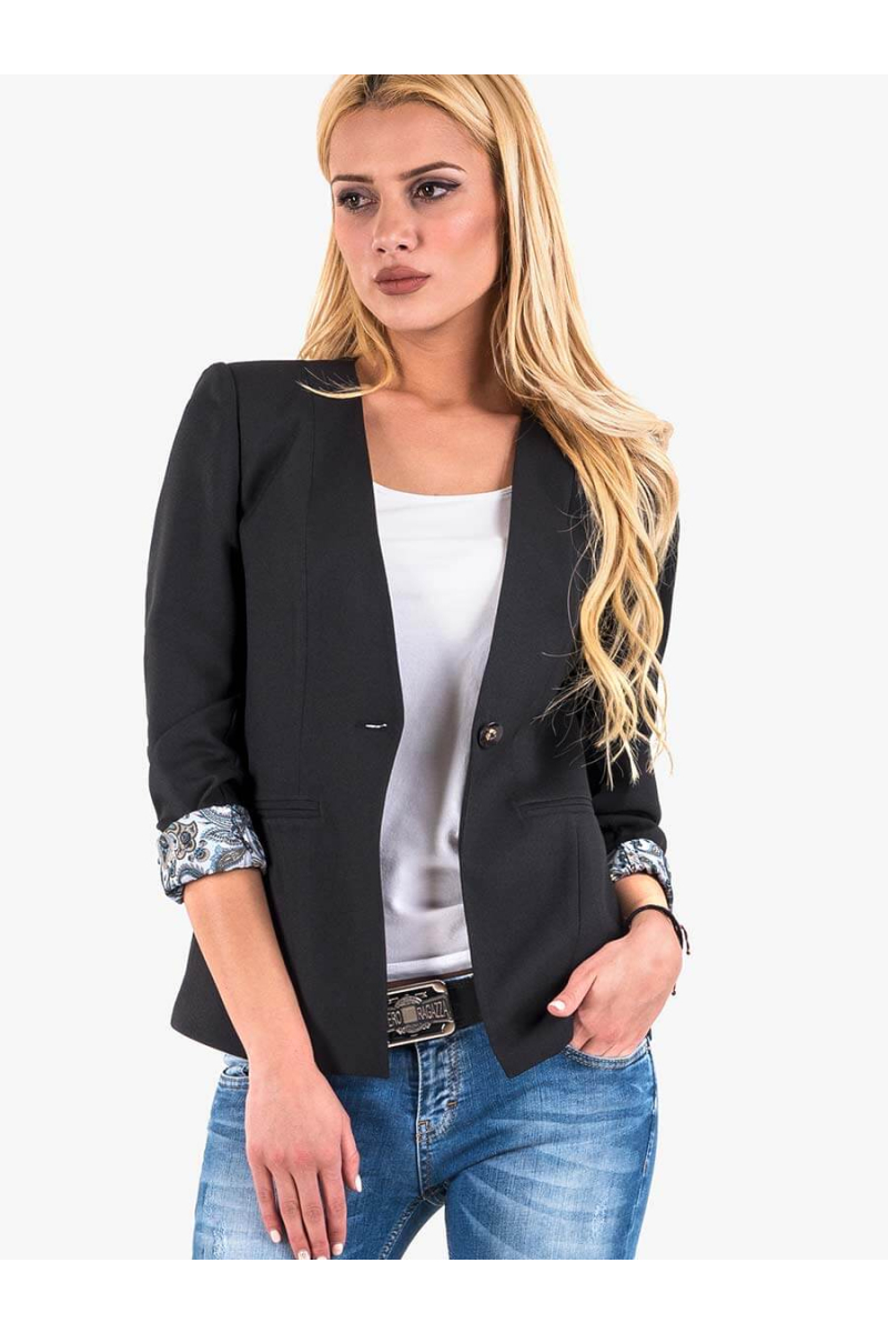 Дамско елегантно сако - черно 7040 INDIGO Fashion