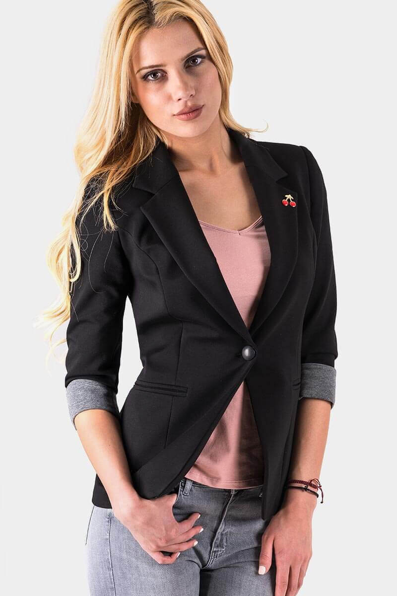 Дамско черно спортно сако 9597 INDIGO Fashion A