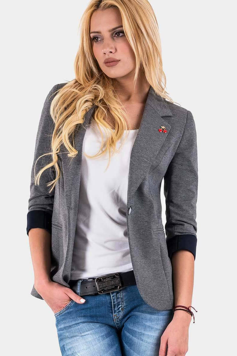 Дамско сиво спортно-елегантно сако 9597 INDIGO Fashion