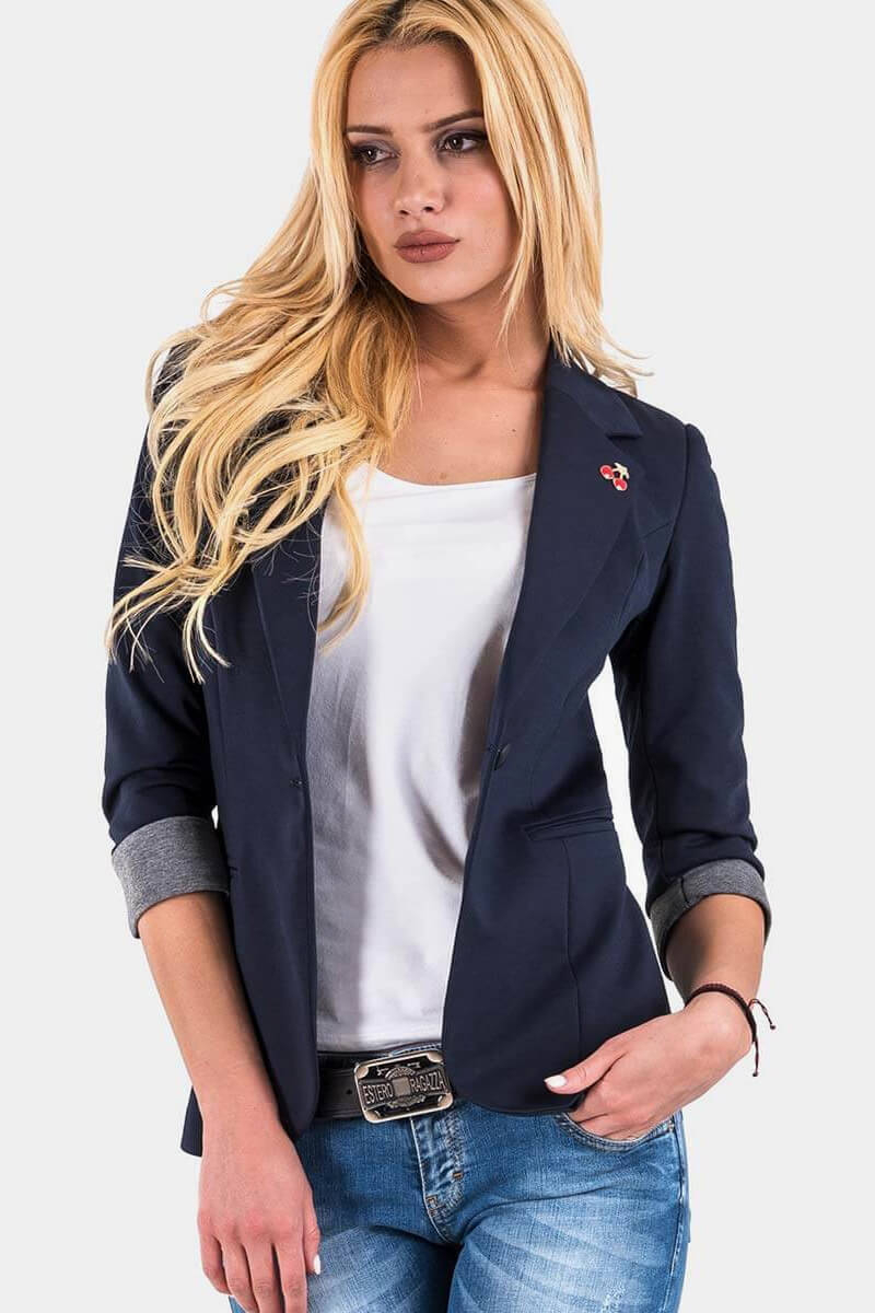 Дамско тъмносиньо спортно-елегантно сако 9597 INDIGO Fashion A