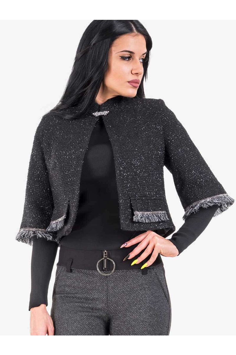 Късо черно дамско сако 1909 INDIGO Fashion