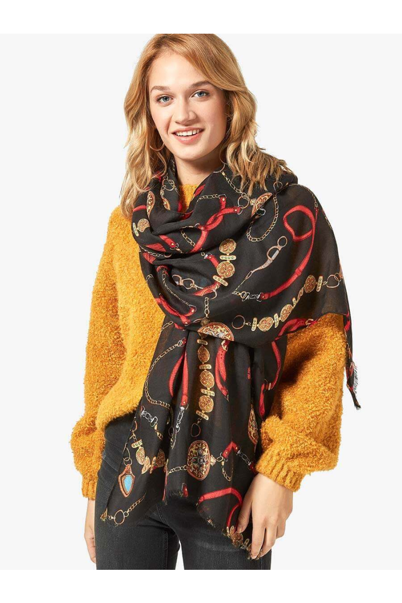 Черен дамски шал 12016 INDIGO Fashion