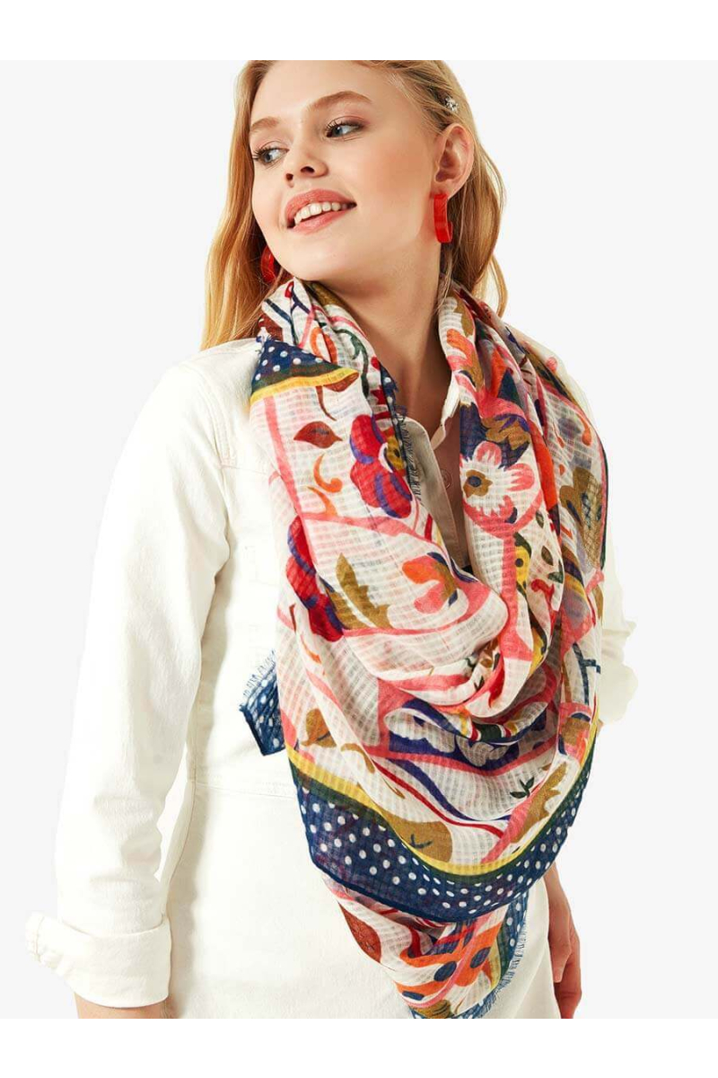 Дамски шал на цветя и листа 10854 INDIGO Fashion