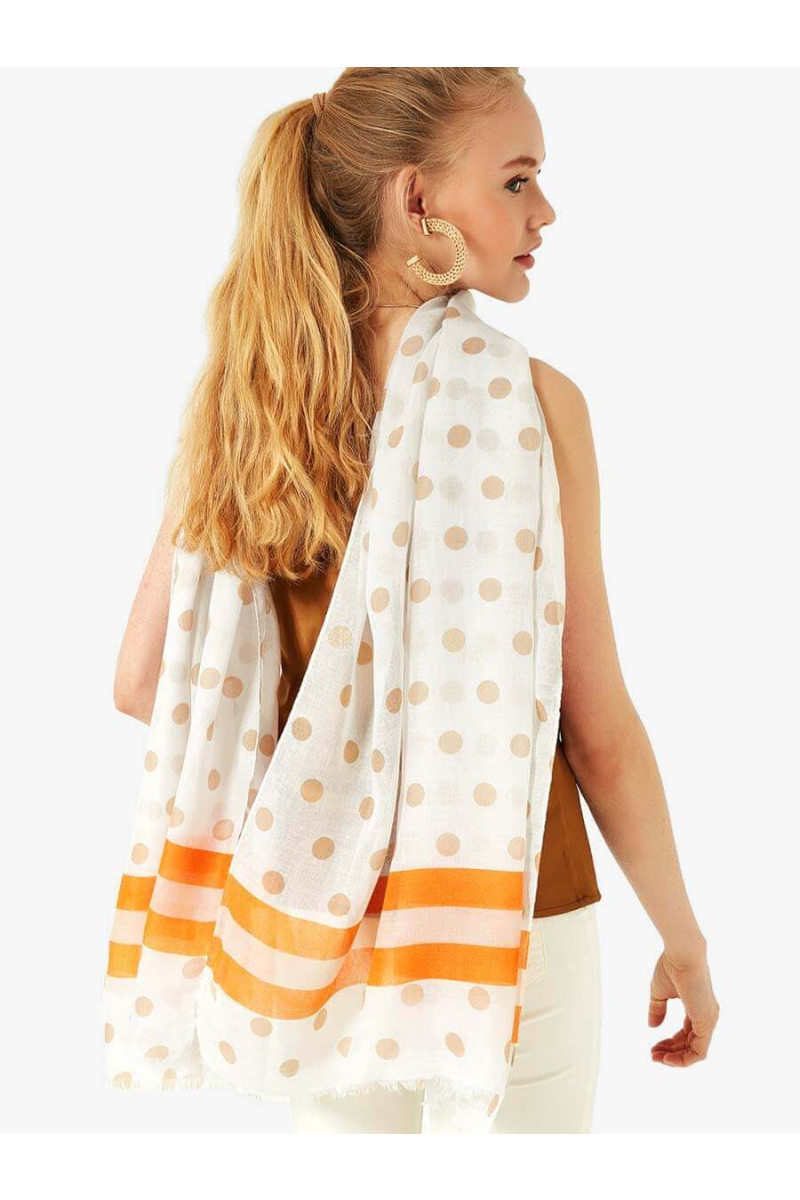 Дамски оранжев шал на точки INDIGO Fashion
