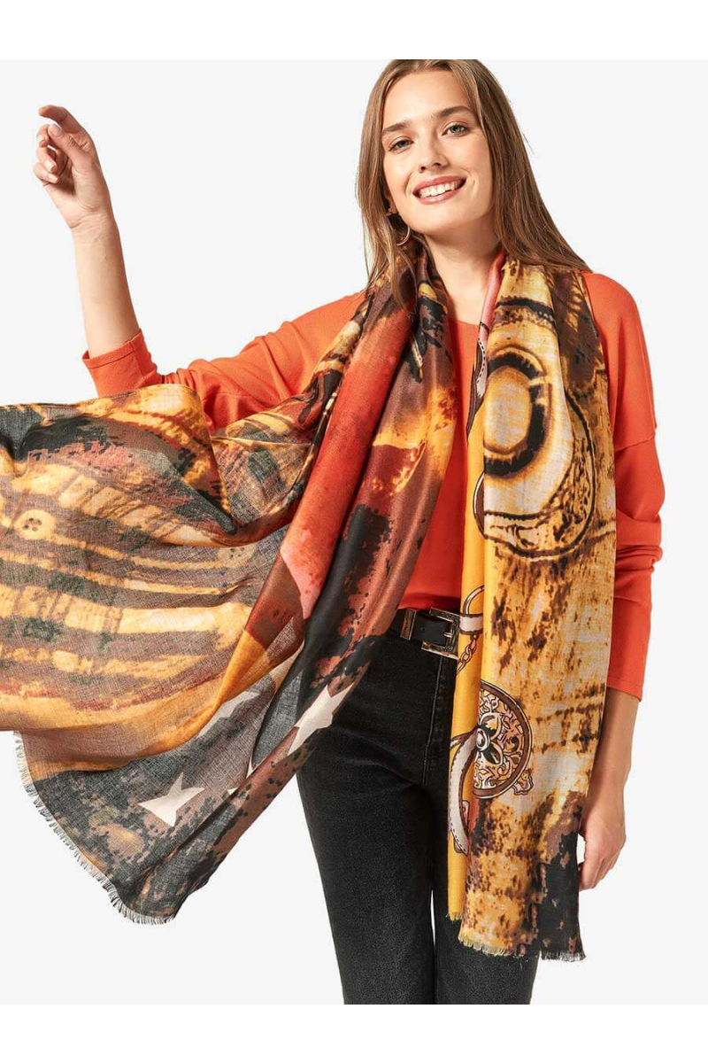Дамски шал с абстрактна шарка 12017 INDIGO Fashion