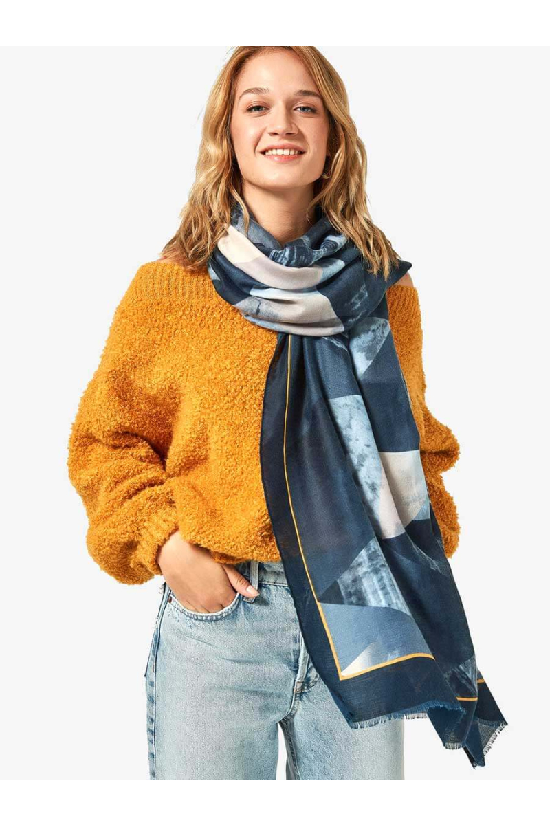 Дамски шал на триъгълници - син 12088 INDIGO Fashion