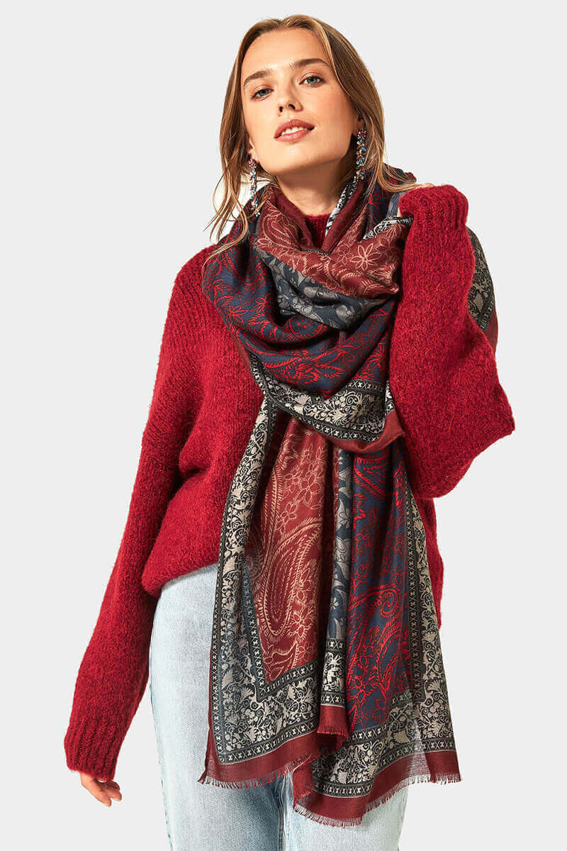 Дамски шал на цветя 11188-30 INDIGO Fashion