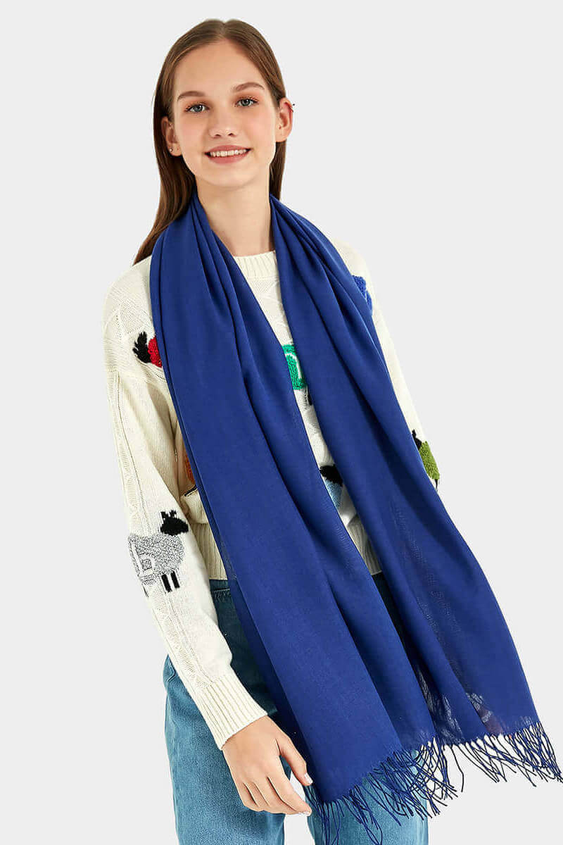 Едноцветен дамски шал 12107-14 INDIGO Fashion
