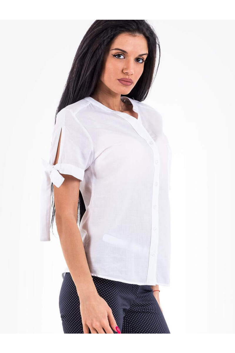 Дамска бяла памучна риза - големи размери B3177 INDIGO Fashion