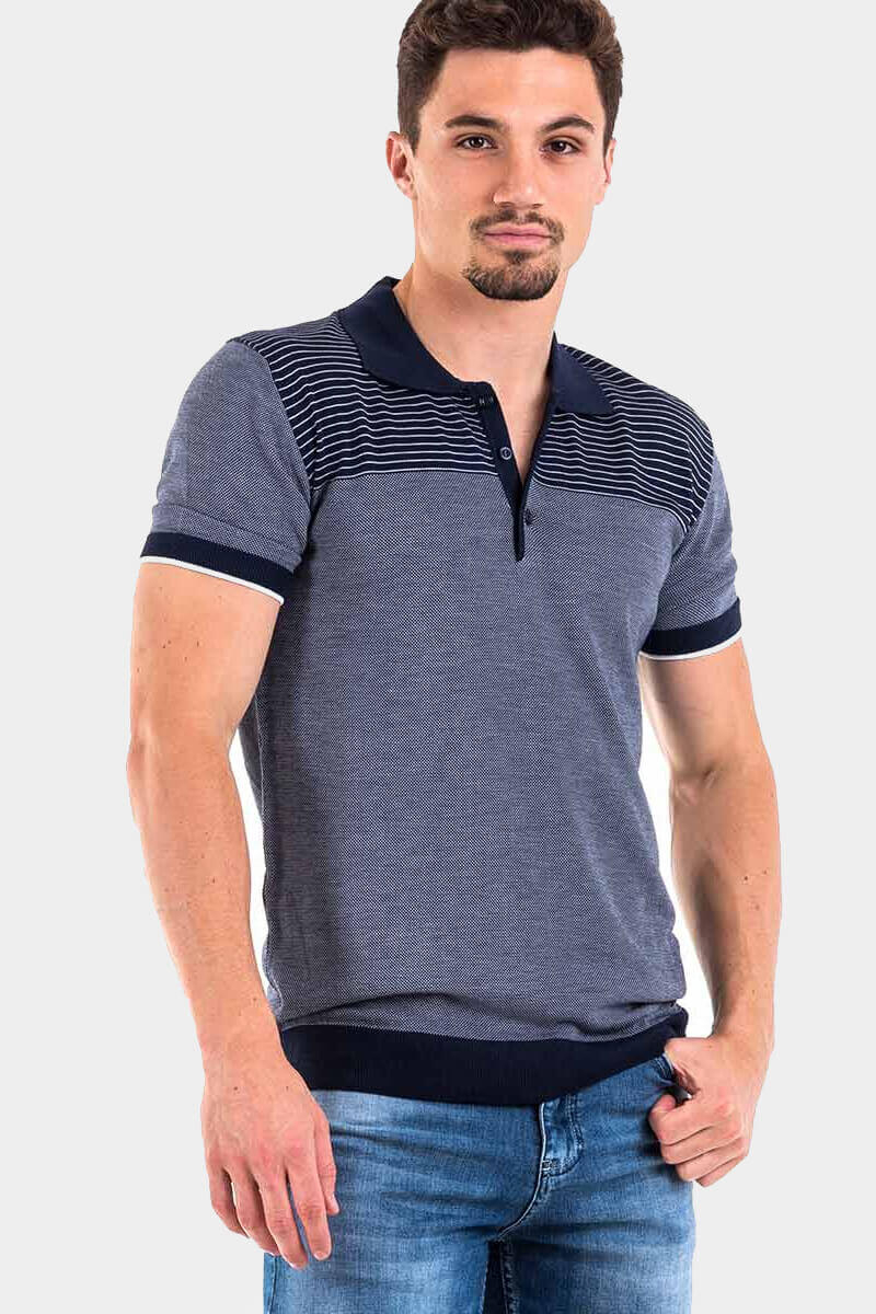 Синя мъжка блуза на райе 801474-18 INDIGO Fashion