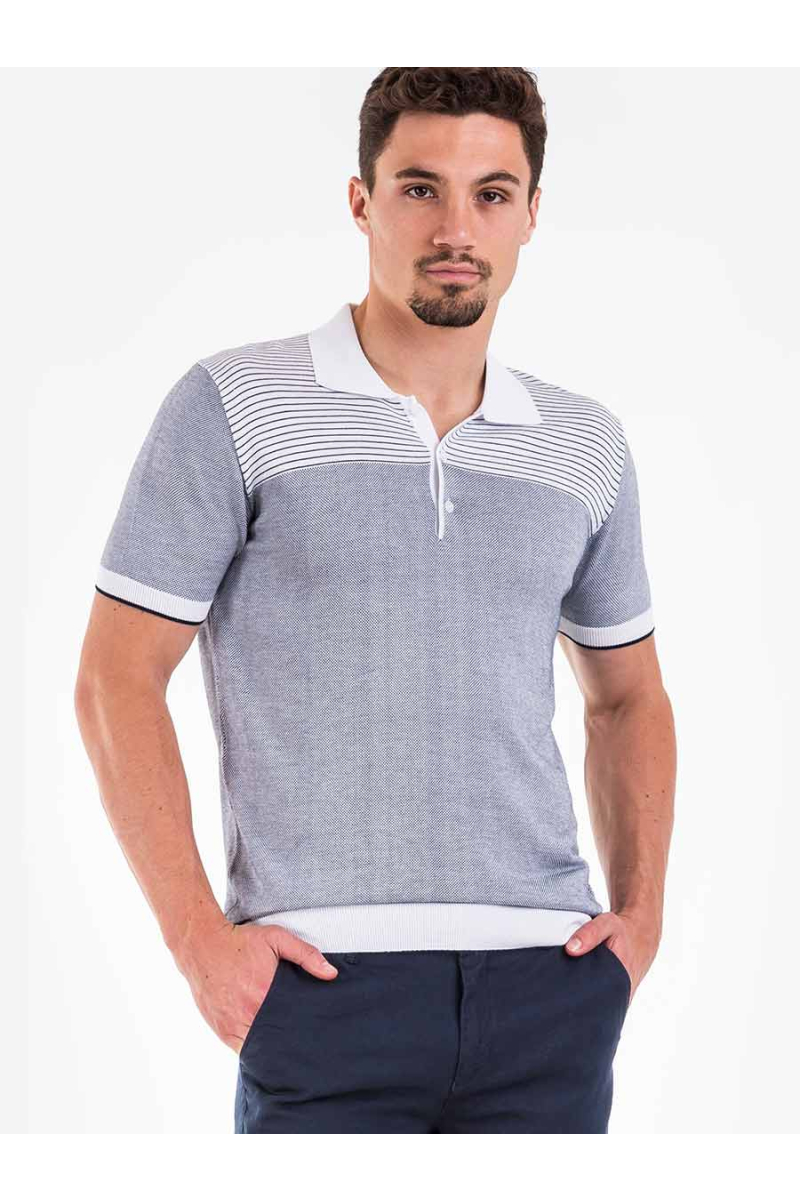 Синьо-бяла мъжка блуза на райе 801474 INDIGO Fashion