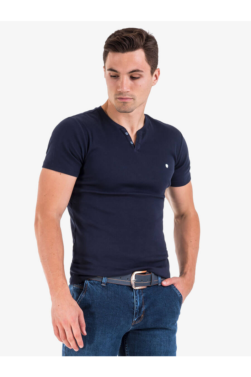 Мъжка тъмносиня вталена тениска 501369 INDIGO Fashion
