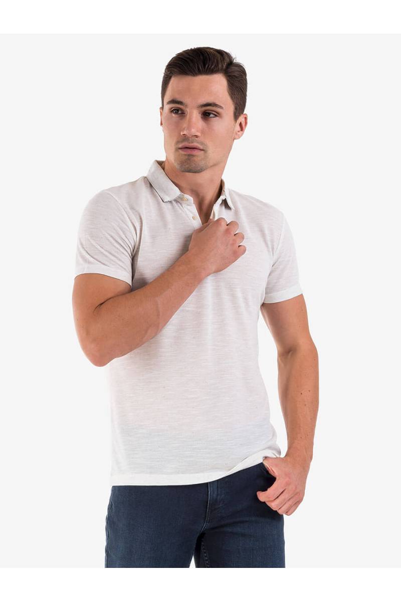 Мъжка  блуза с яка - екрю 501404 INDIGO Fashion