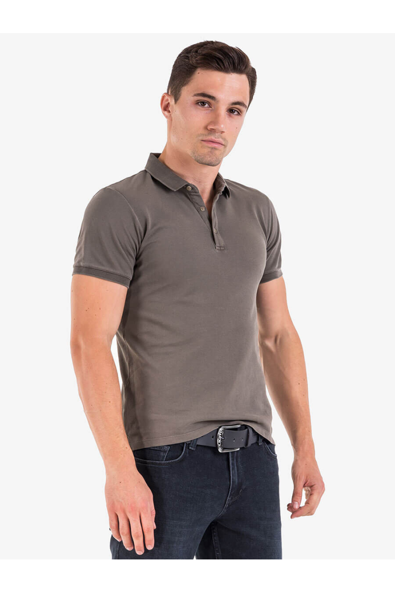 Мъжка блуза с яка - цвят каки 501519 INDIGO Fashion