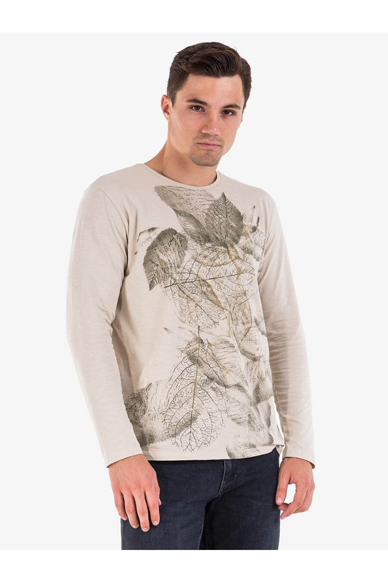 Мъжка блуза на листа - бежова 501560 INDIGO Fashion