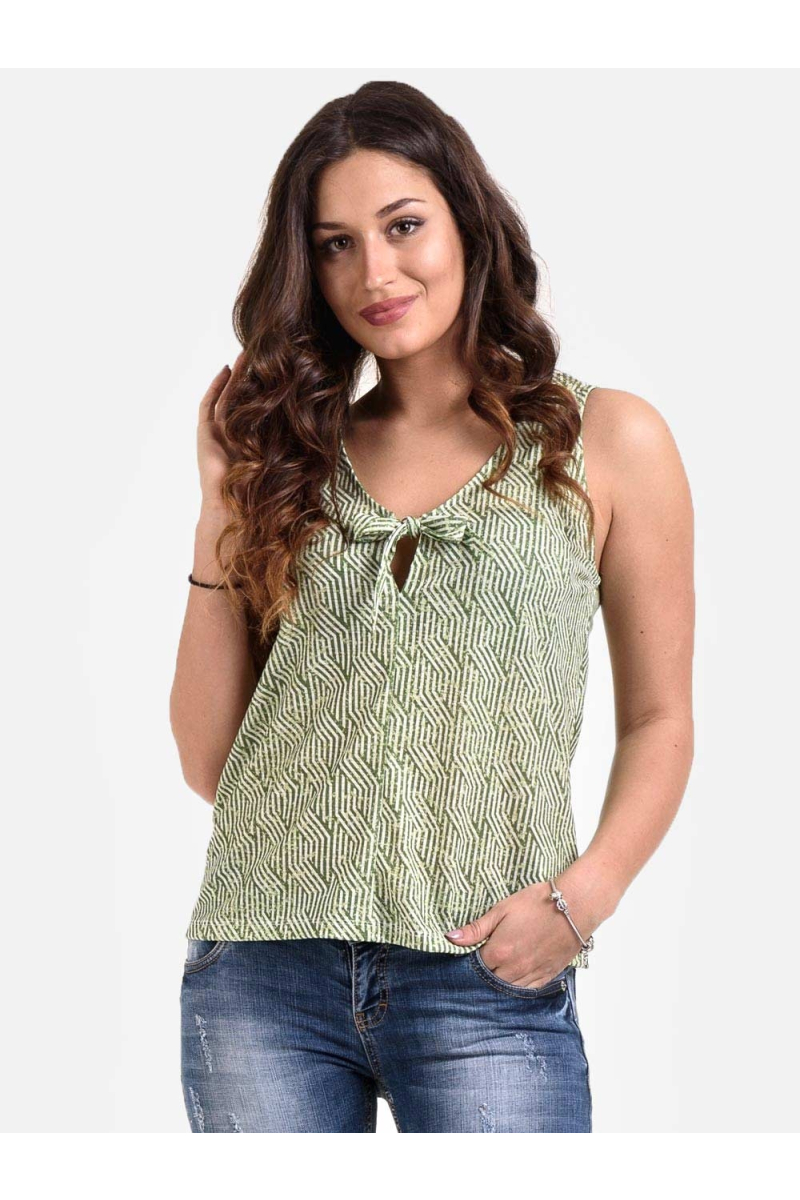 Дамски зелен фигурален топ 601363 INDIGO Fashion