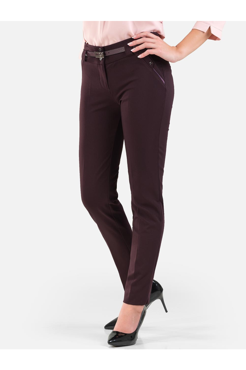 Дамски елегантен панталон в големи размери - цвят бордо B487 INDIGO Fashion